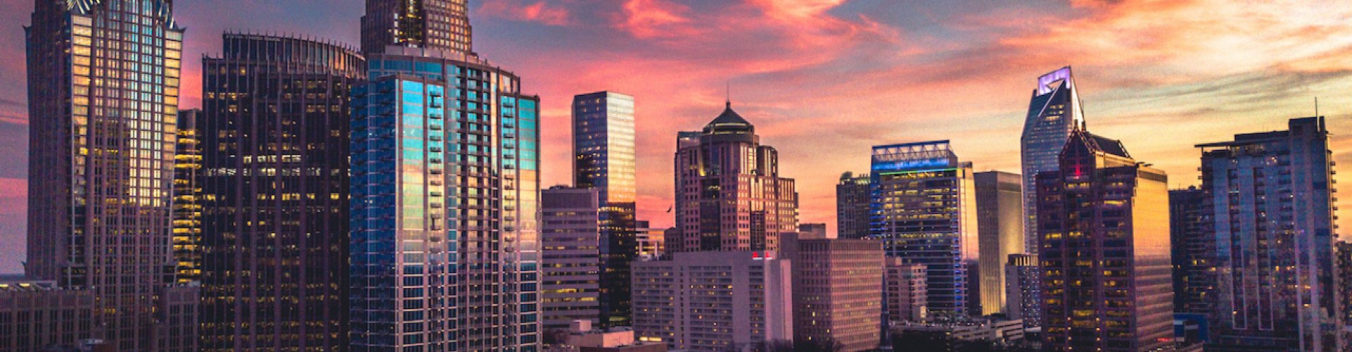 Sunset road view near Charlotte, NC