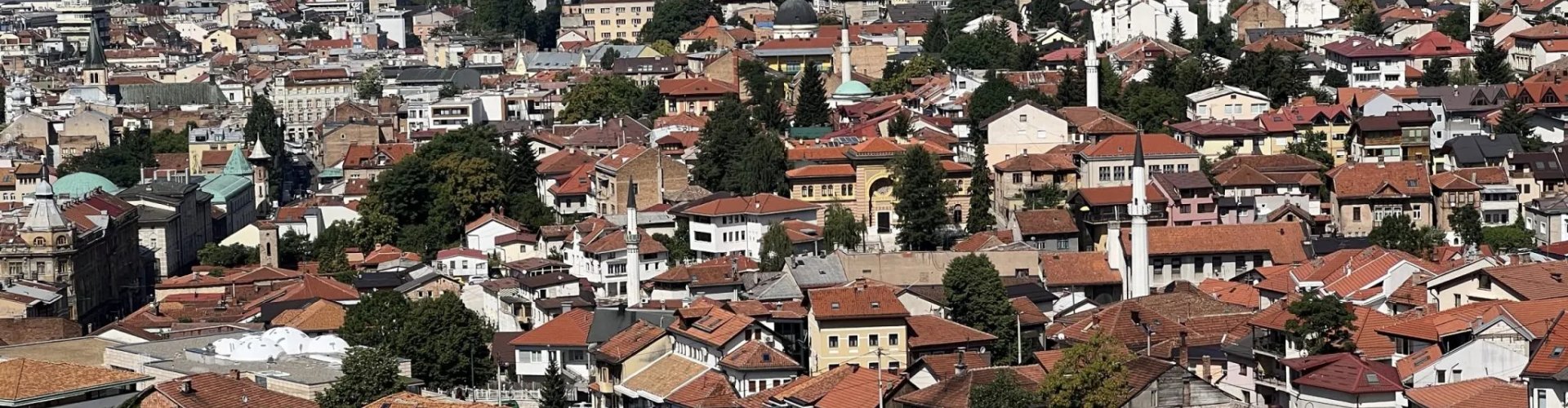 Sunset over Sarajevo road trip landscape