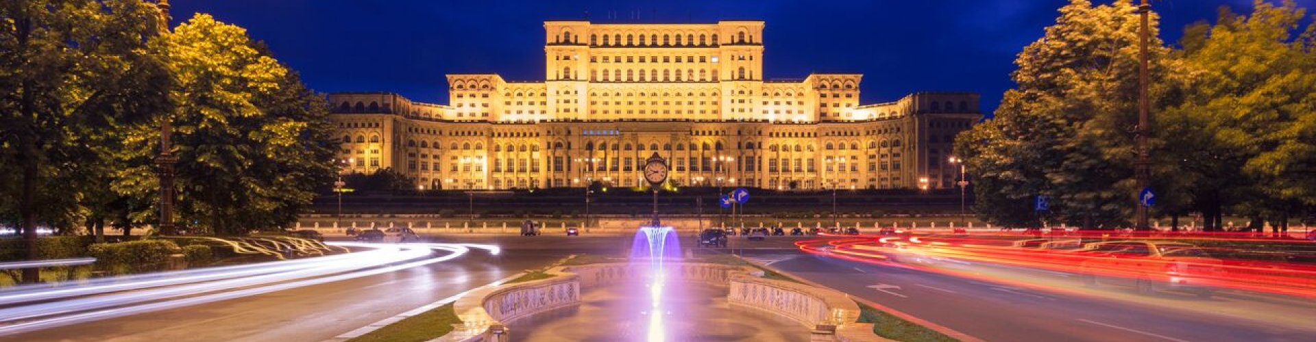 Sunset road view near Bucharest